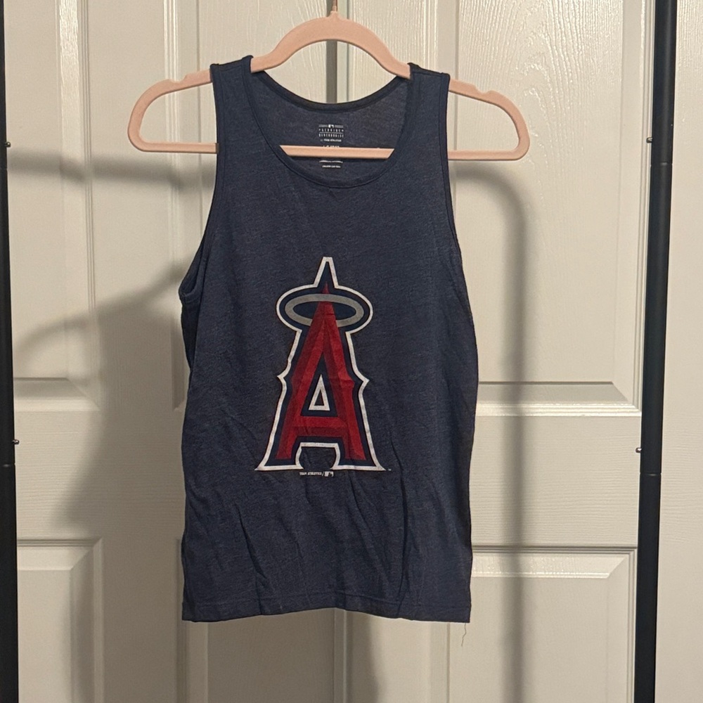 Youth Navy Tank Top with Red Logo